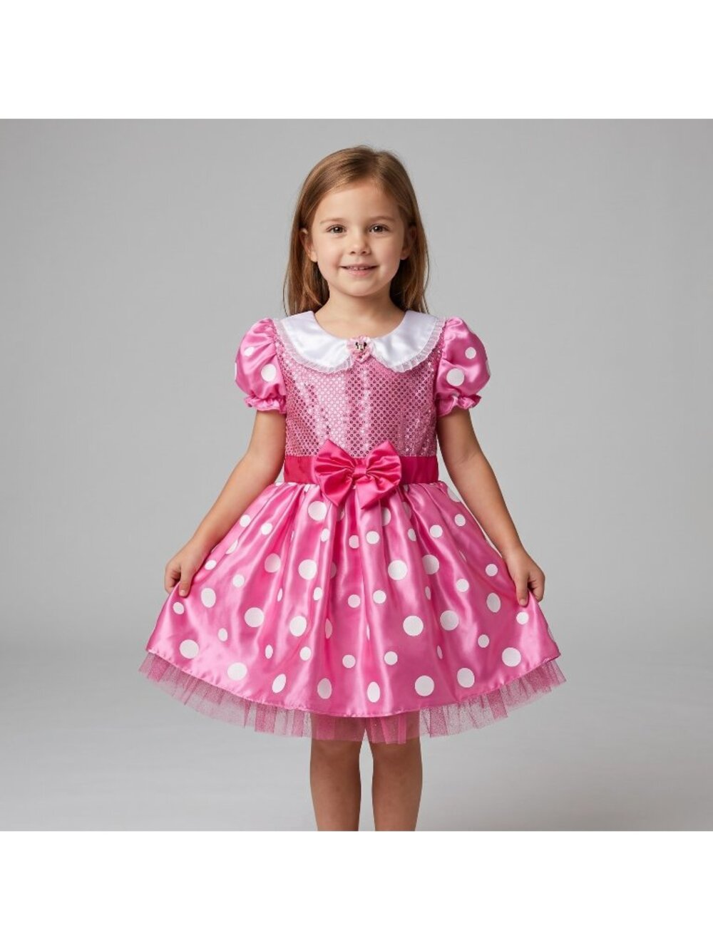 Disney Girl's Minnie Mouse Costume Pink Polka Dot Dress with Bloomers in size 5T